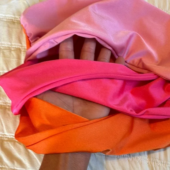 Vibrant Pink and Orange Strapless Tube Top - Picture 3 of 3